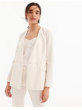 J. Crew French Girl Double-Breasted Blazer in Soft Pink Crepe - size 6 Tall
